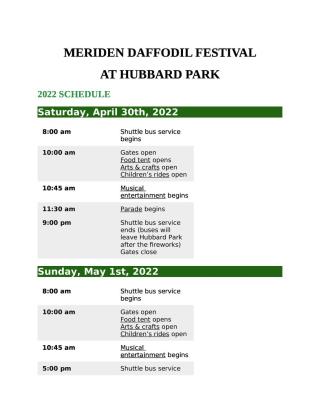 Meriden Daffodil Festival at Hubbard Park 