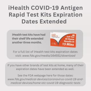UPDATE - COVID-19 Expiration Extended
